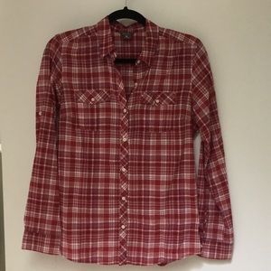 Red and White Plaid Eddie Bauer Flannel Shirt